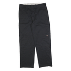 DICKIES Mens Black Cotton Blend Regular Straight Trousers W40 L34 Workwear Zip