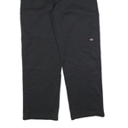 DICKIES Mens Black Cotton Blend Regular Straight Trousers W40 L34 Workwear Zip