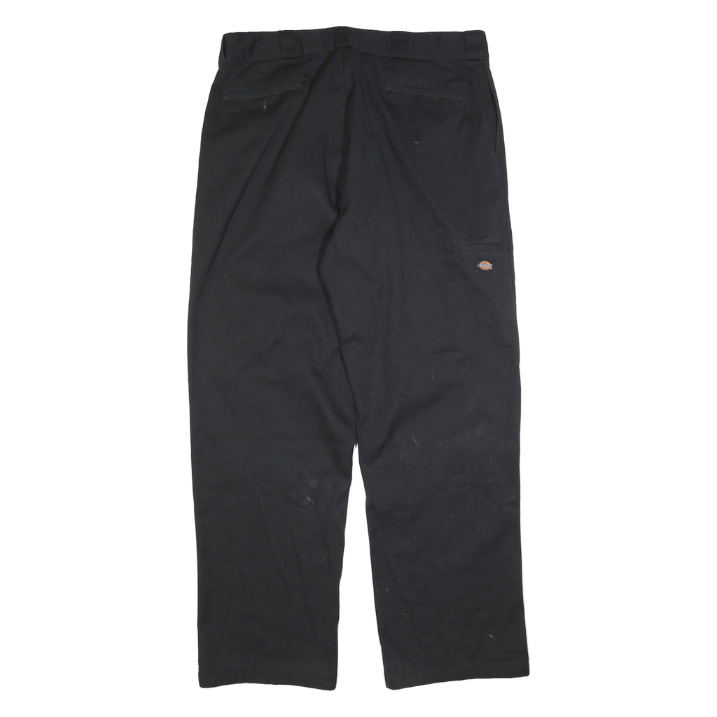 DICKIES Mens Black Cotton Blend Regular Straight Trousers W40 L34 Workwear Zip