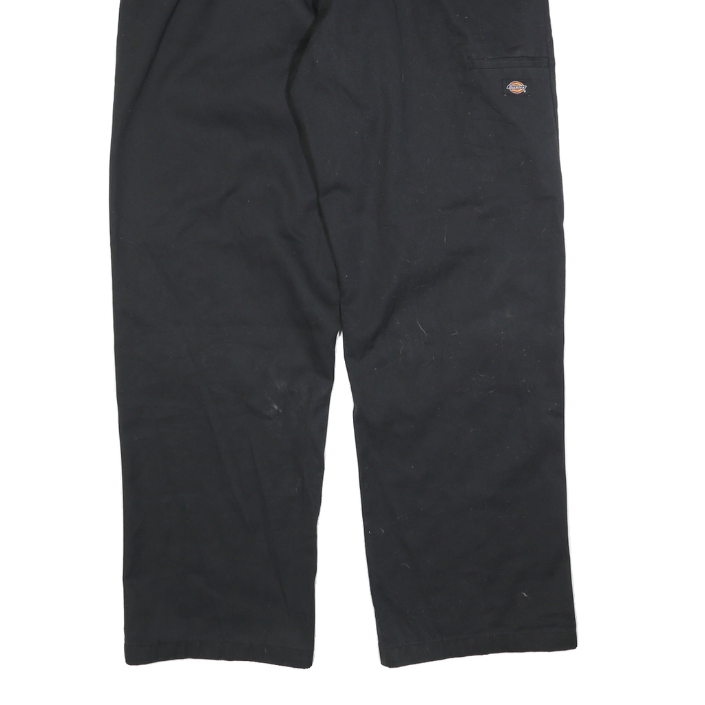 DICKIES Mens Black Cotton Blend Regular Straight Trousers W40 L34 Workwear Zip