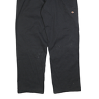 DICKIES Mens Black Cotton Blend Regular Straight Trousers W40 L34 Workwear Zip