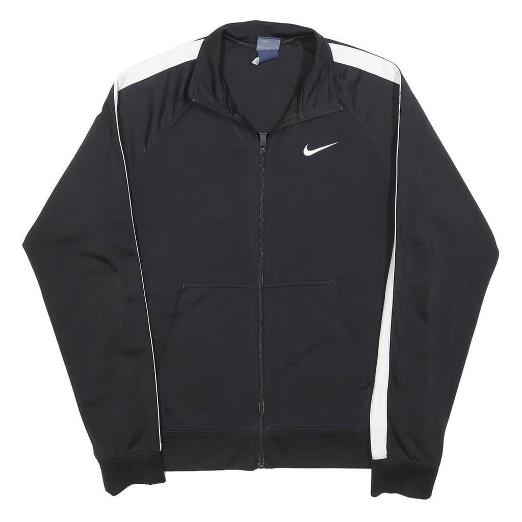 NIKE Mens Black & White Track Jacket M Polyester Zip Athletic Sportswear