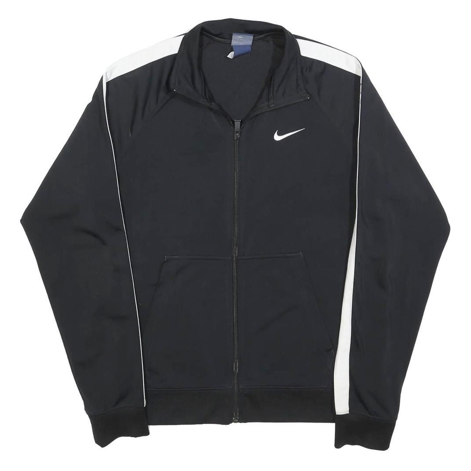 NIKE Mens Black & White Track Jacket M Polyester Zip Athletic Sportswear