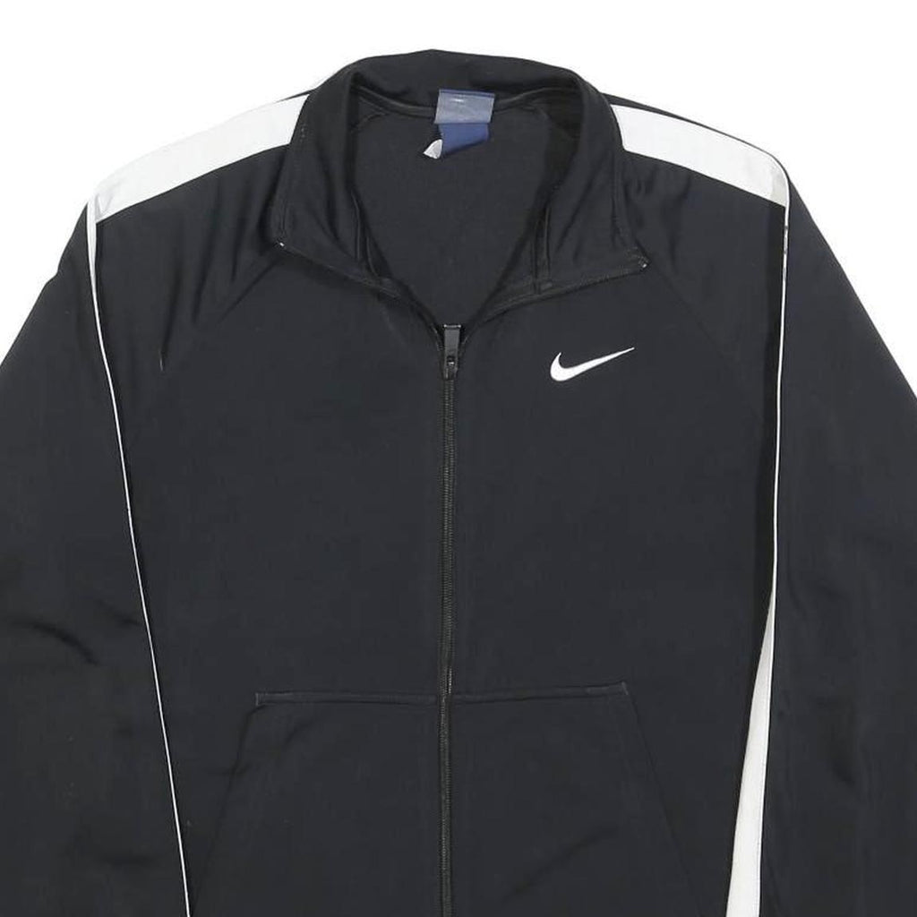 NIKE Mens Black & White Track Jacket M Polyester Zip Athletic Sportswear