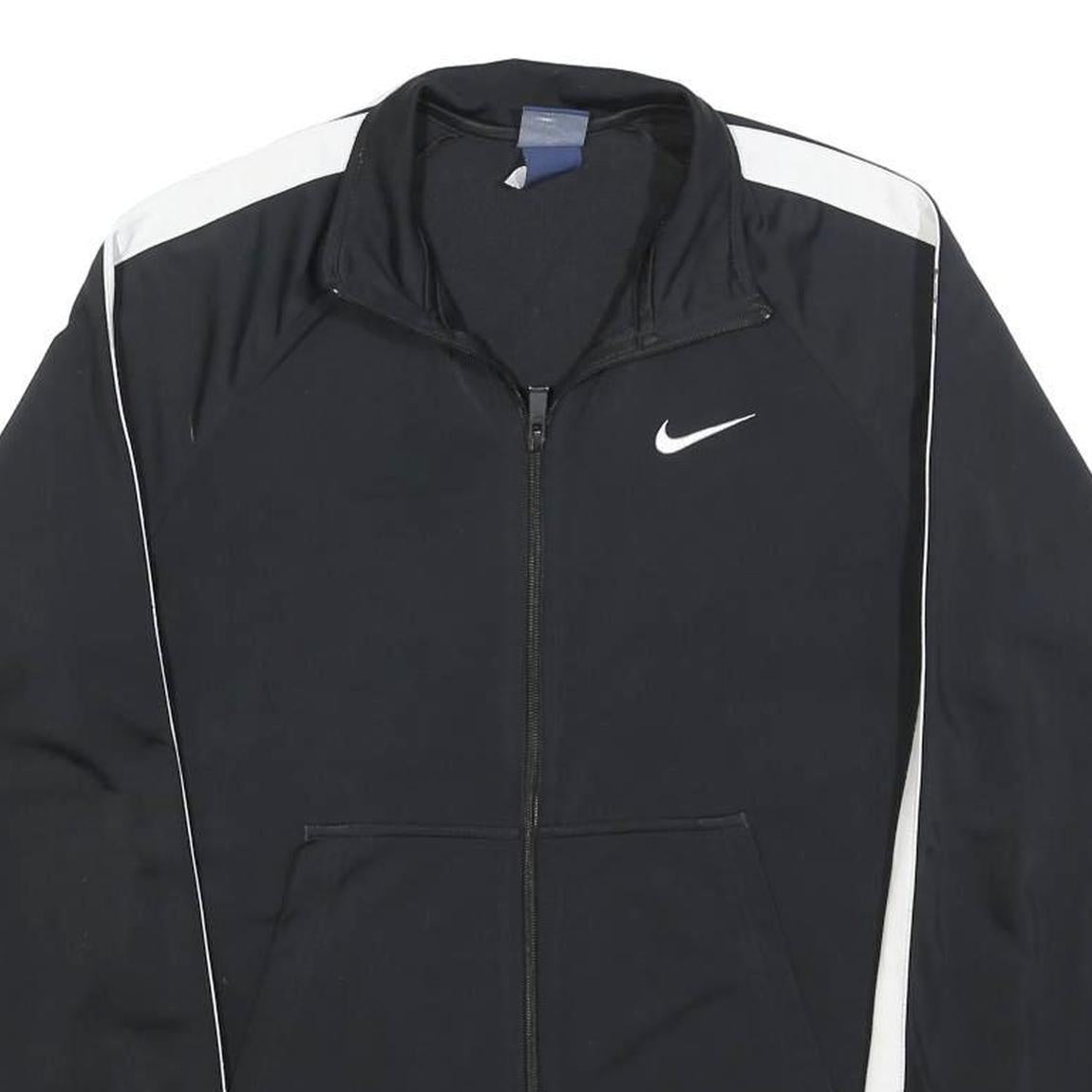 NIKE Mens Black & White Track Jacket M Polyester Zip Athletic Sportswear