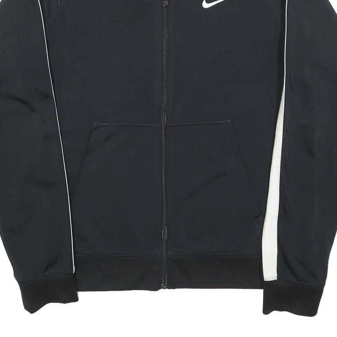 NIKE Mens Black & White Track Jacket M Polyester Zip Athletic Sportswear