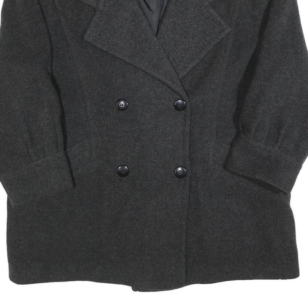 MISS SMITH Womens Charcoal Wool Button Jacket L Woven Classic Tailored