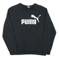 PUMA Mens Black Cotton Blend Crew Neck Sweatshirt S Logo Print Casual Pullover