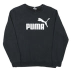 PUMA Mens Black Cotton Blend Crew Neck Sweatshirt S Logo Print Casual Pullover