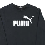 PUMA Mens Black Cotton Blend Crew Neck Sweatshirt S Logo Print Casual Pullover