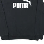 PUMA Mens Black Cotton Blend Crew Neck Sweatshirt S Logo Print Casual Pullover