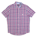 CHAPS Mens Pink & Blue Check Shirt M Button Down Short Sleeve Casual Cotton