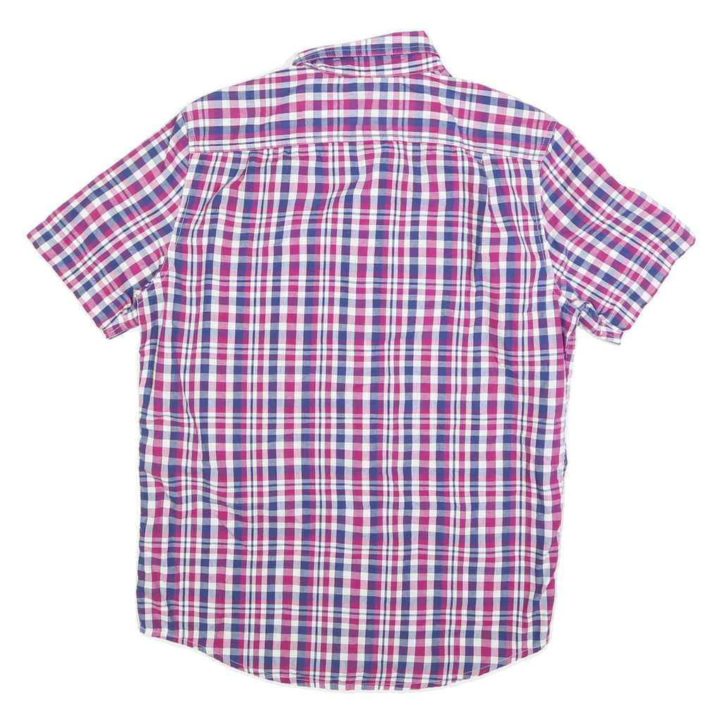 CHAPS Mens Pink & Blue Check Shirt M Button Down Short Sleeve Casual Cotton
