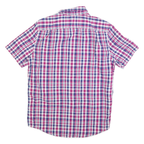 CHAPS Mens Pink & Blue Check Shirt M Button Down Short Sleeve Casual Cotton
