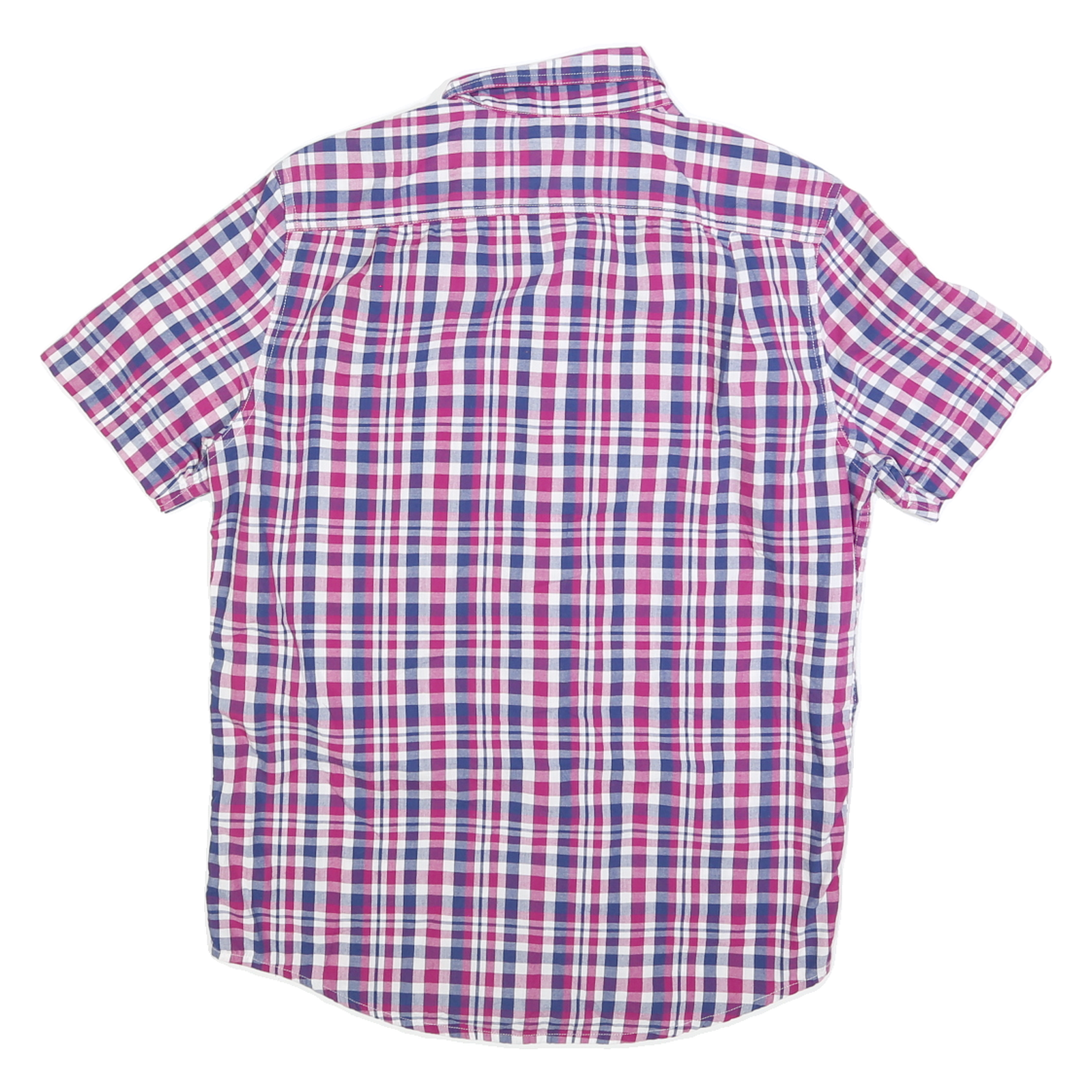 CHAPS Mens Pink & Blue Check Shirt M Button Down Short Sleeve Casual Cotton