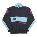 GOLDEN CUP Mens Black & Purple & Light Blue Nylon Jacket M Colourblock Casual