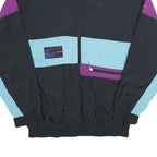 GOLDEN CUP Mens Black & Purple & Light Blue Nylon Jacket M Colourblock Casual