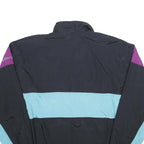 GOLDEN CUP Mens Black & Purple & Light Blue Nylon Jacket M Colourblock Casual