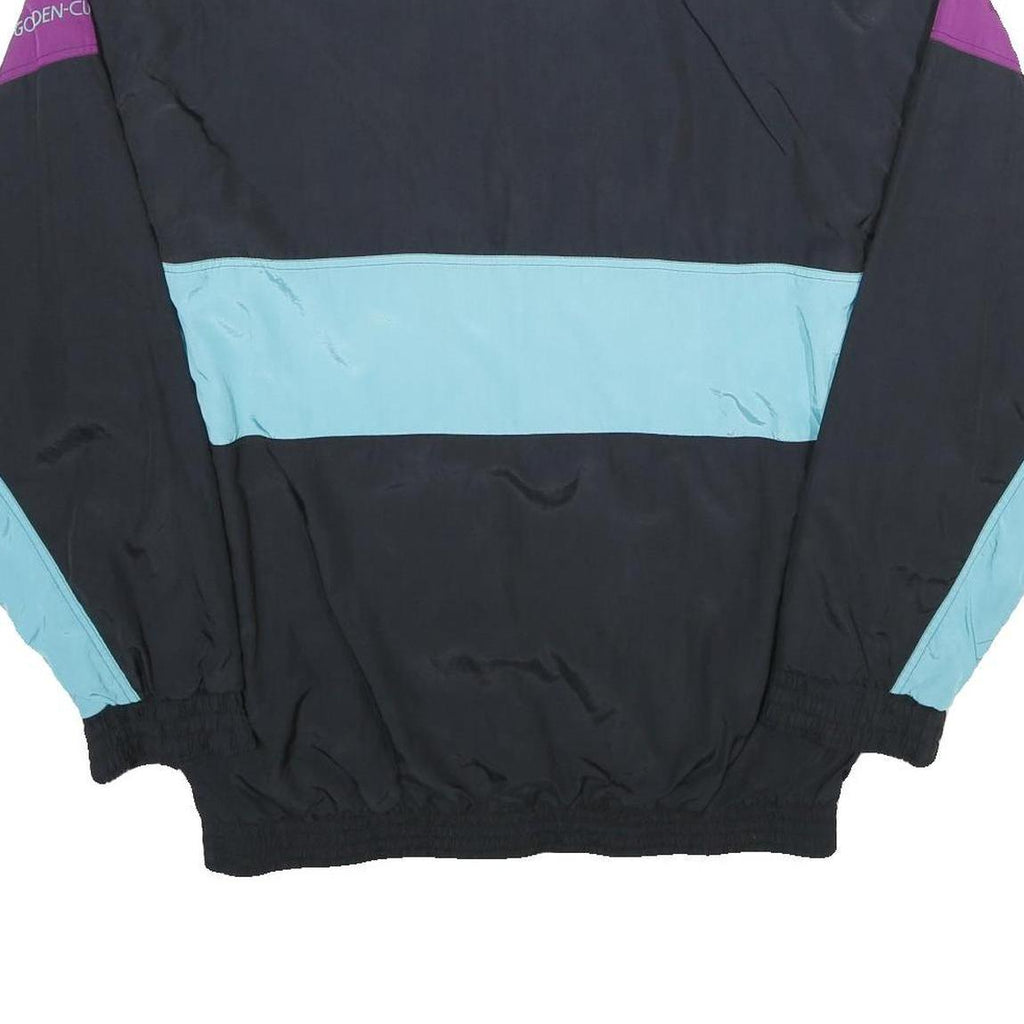 GOLDEN CUP Mens Black & Purple & Light Blue Nylon Jacket M Colourblock Casual