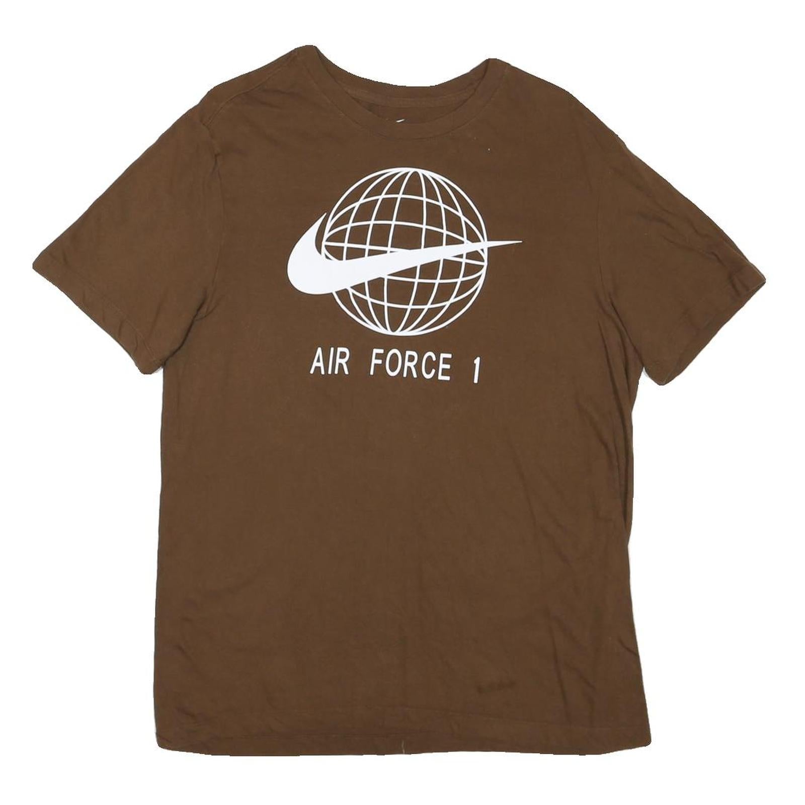 NIKE Mens Brown Air Force 1 Graphic T-Shirt M Short Sleeve Crew Neck Cotton
