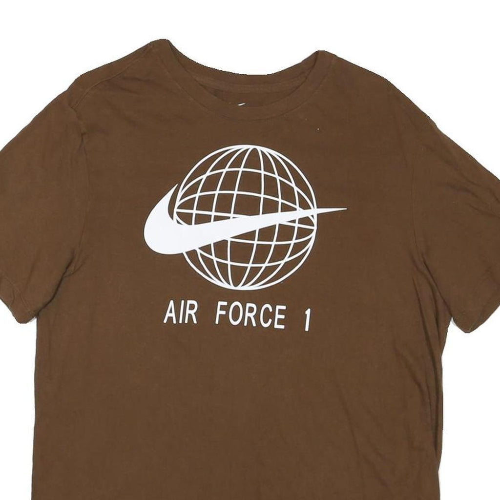 NIKE Mens Brown Air Force 1 Graphic T-Shirt M Short Sleeve Crew Neck Cotton