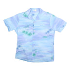 KAI NANI Mens Blue & Green Hawaiian Shirt M Cotton Short Sleeve Relaxed Fit