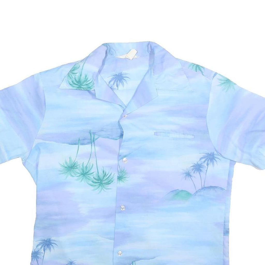 KAI NANI Mens Blue & Green Hawaiian Shirt M Cotton Short Sleeve Relaxed Fit