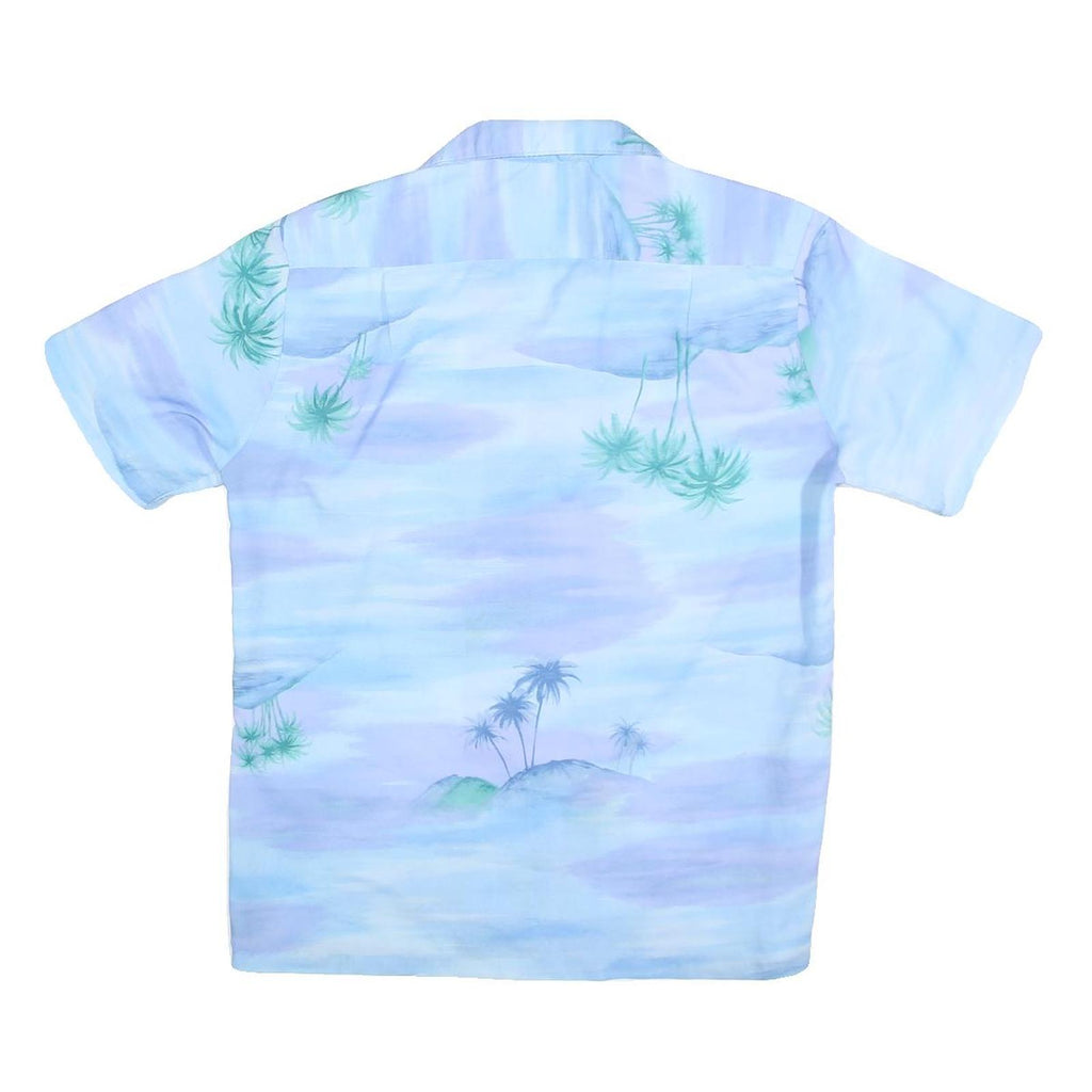 KAI NANI Mens Blue & Green Hawaiian Shirt M Cotton Short Sleeve Relaxed Fit