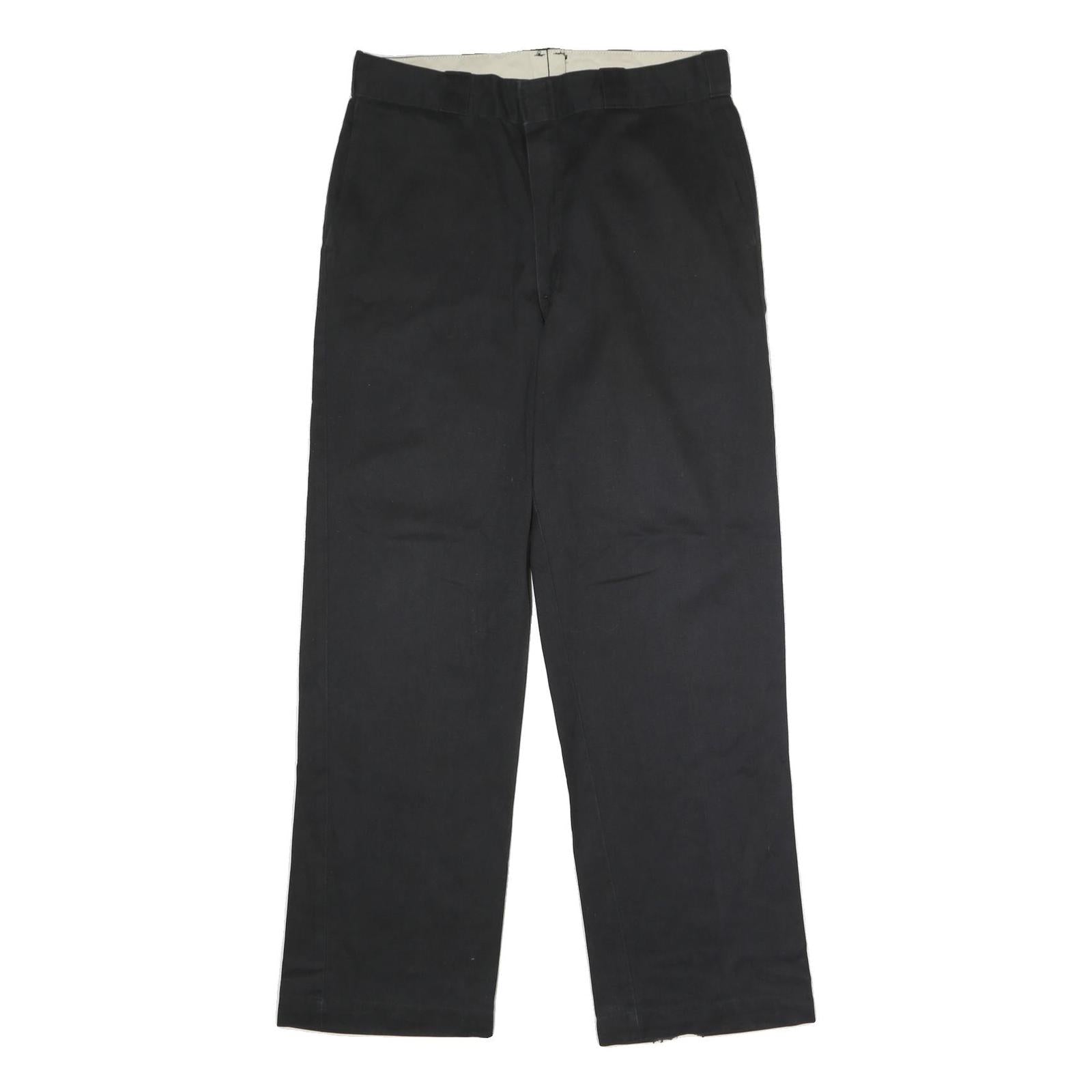 DICKIES Mens Polyester Blend Black Regular Straight Trousers W36 L32 Workwear