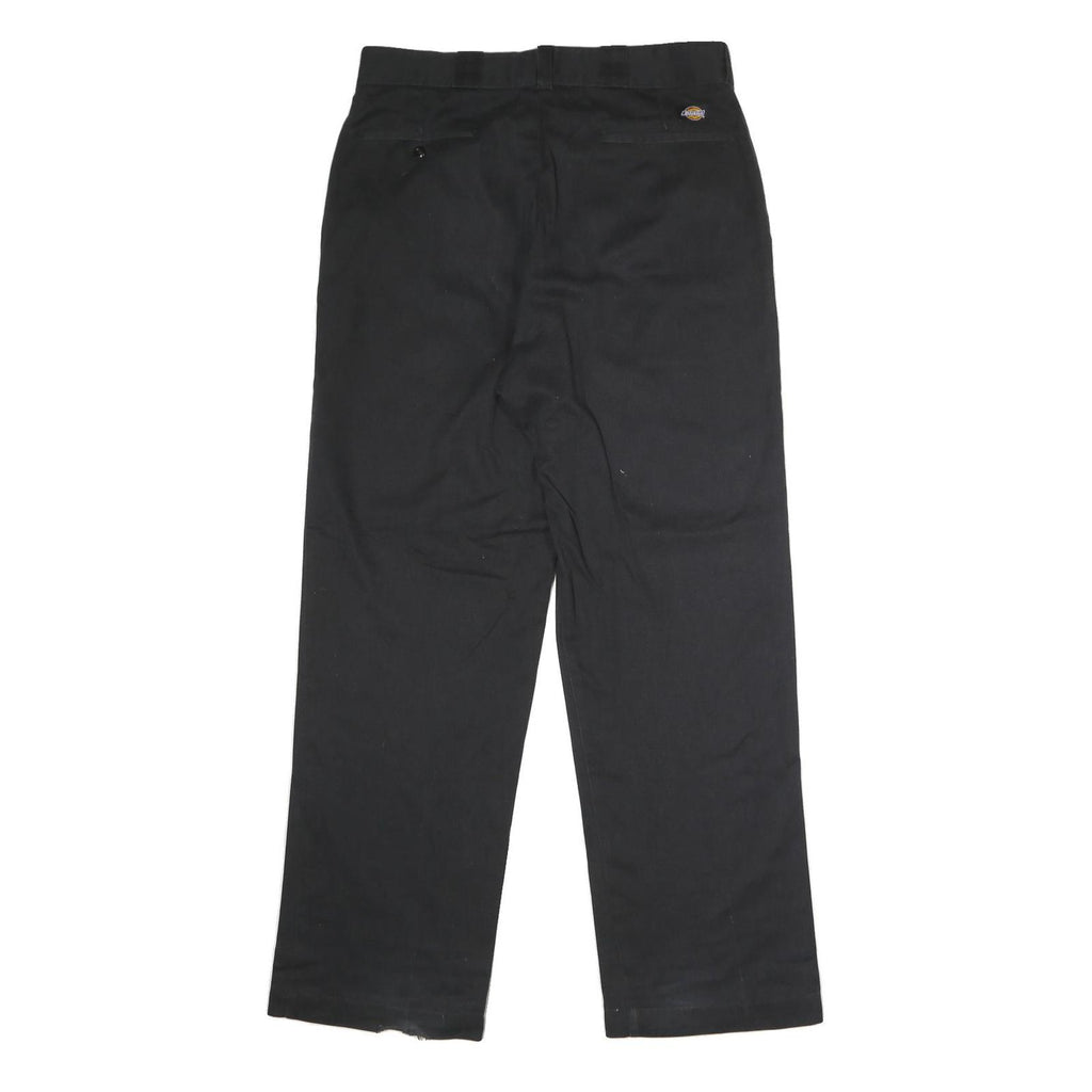 DICKIES Mens Polyester Blend Black Regular Straight Trousers W36 L32 Workwear