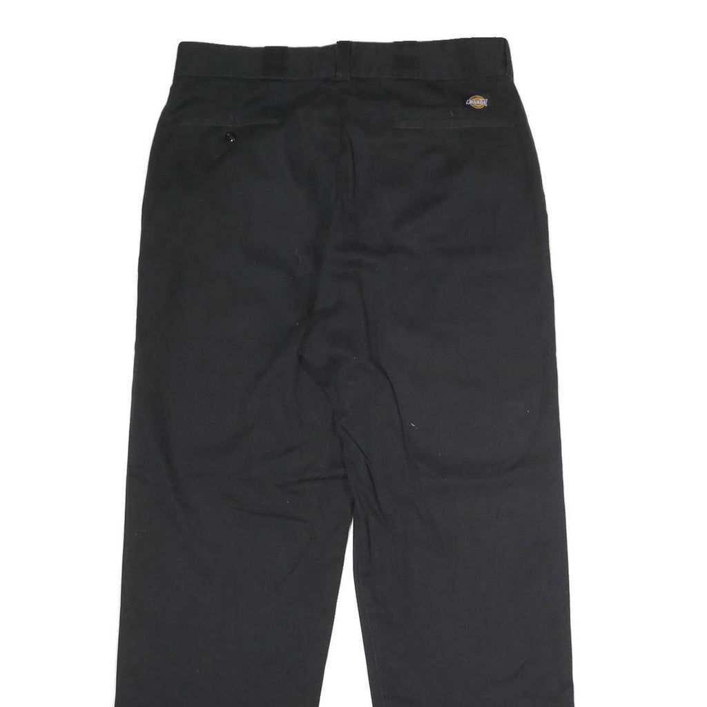 DICKIES Mens Polyester Blend Black Regular Straight Trousers W36 L32 Workwear