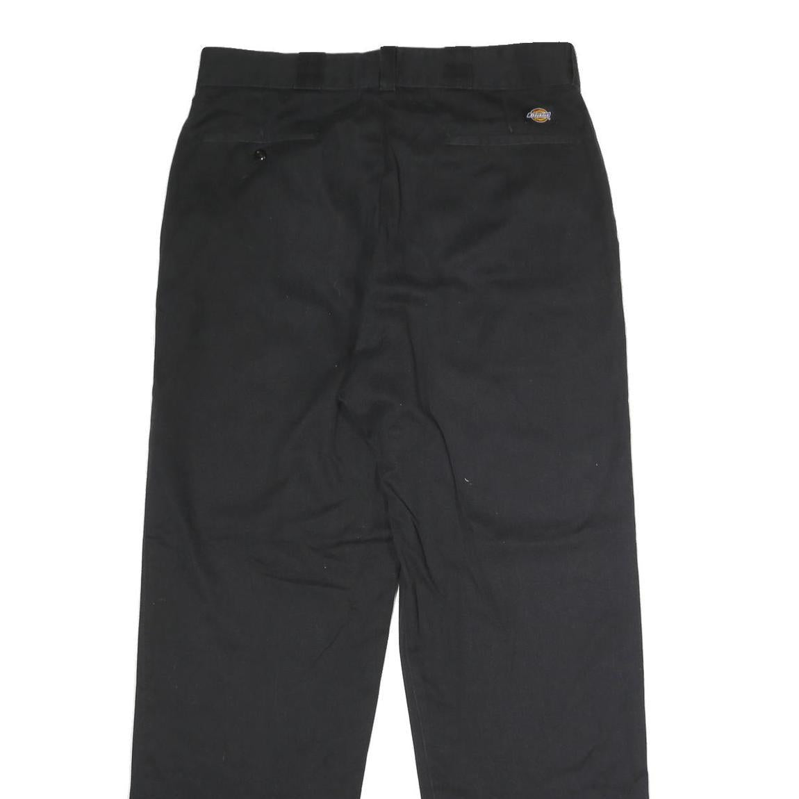 DICKIES Mens Polyester Blend Black Regular Straight Trousers W36 L32 Workwear