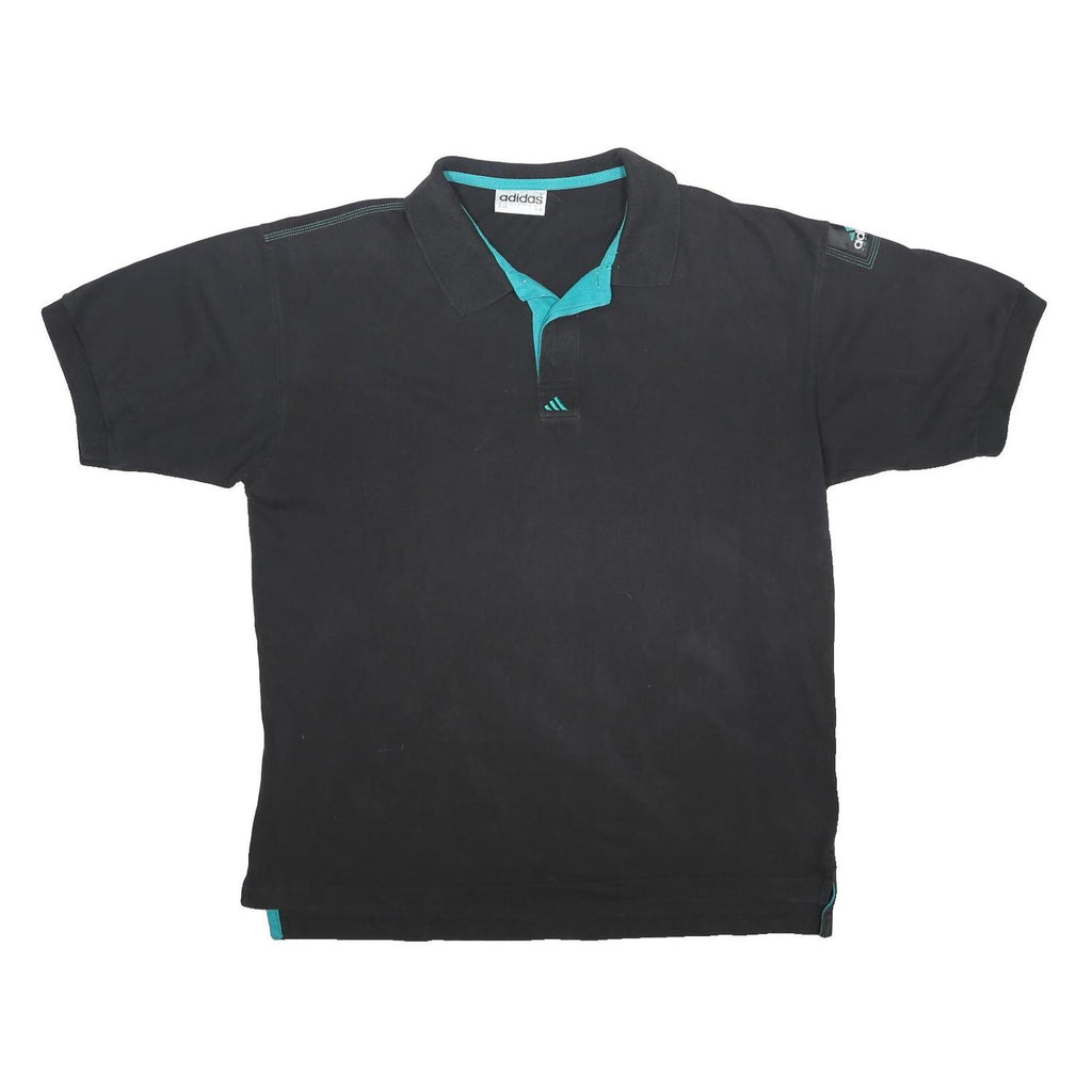 ADIDAS Mens Black & Teal Polo Shirt XL Cotton Short Sleeve Casual Sports