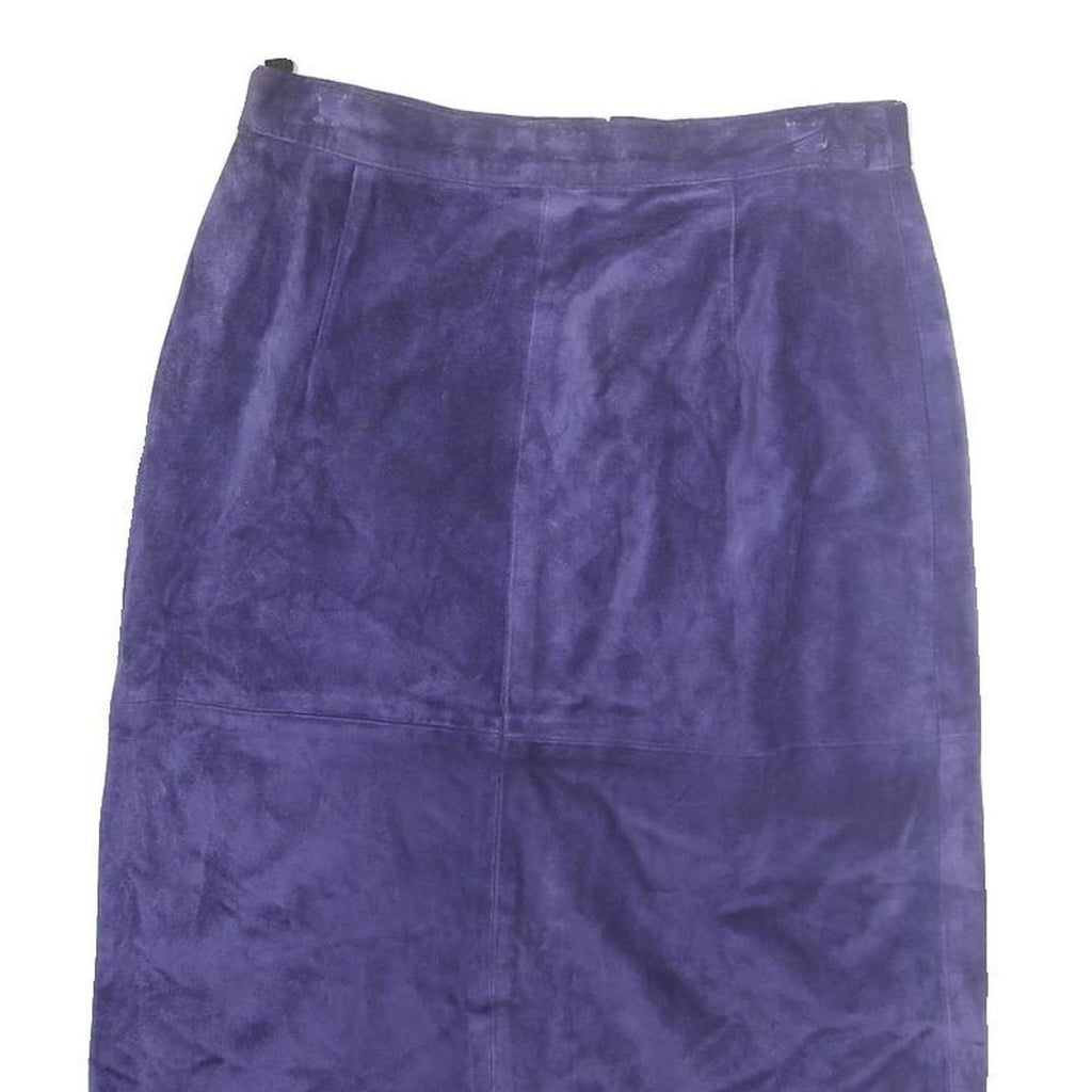 COMINT Womens Purple Cotton Blend Straight Midi Skirt Zip Closure Size M Soft