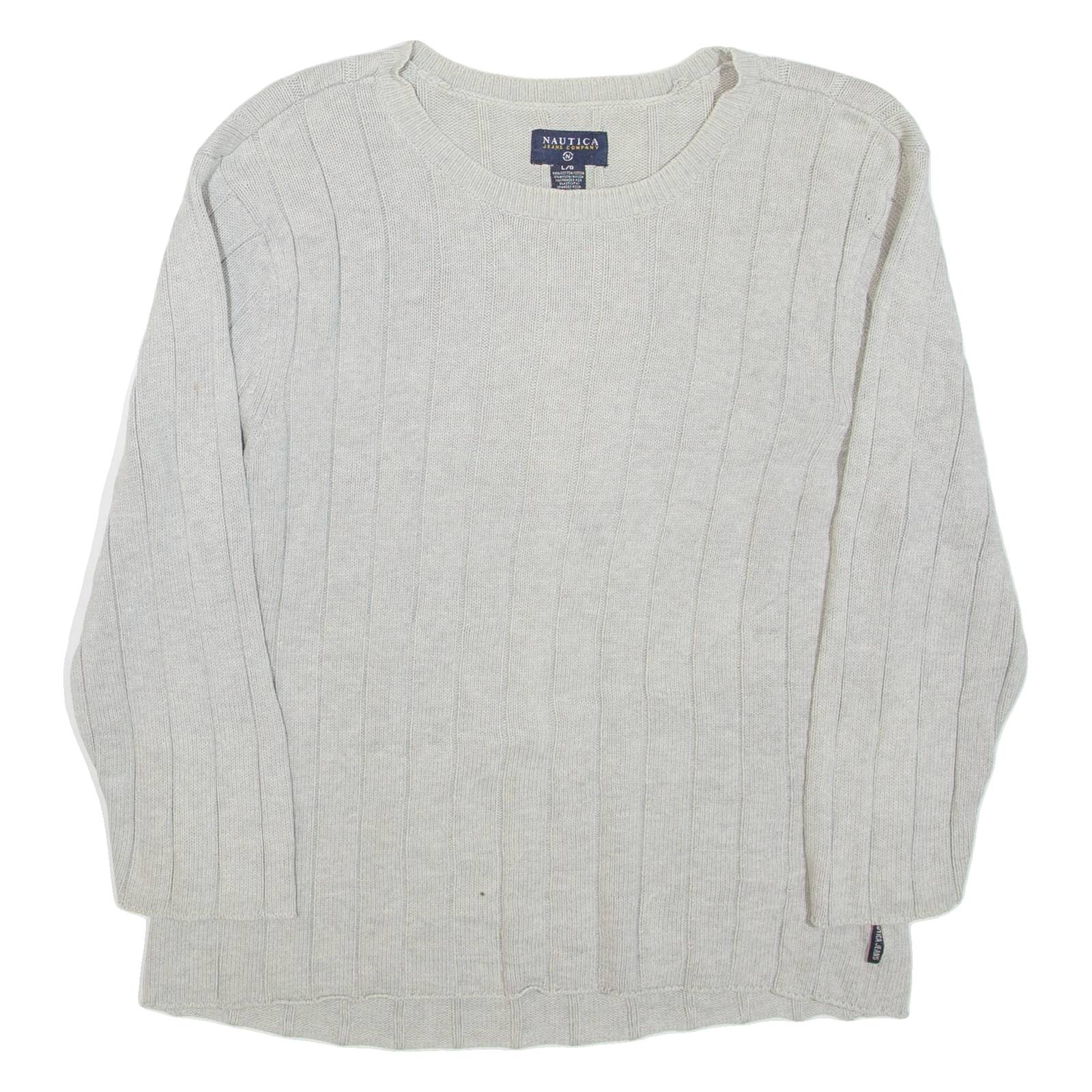 NAUTICA Womens Jumper Grey Tight Knit 3/4 Sleeve L