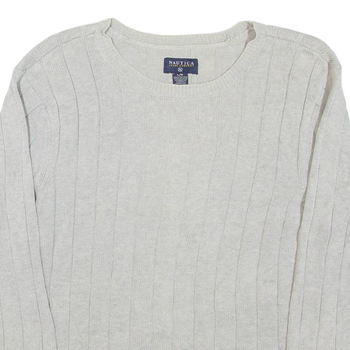 NAUTICA Womens Jumper Grey Tight Knit 3/4 Sleeve L