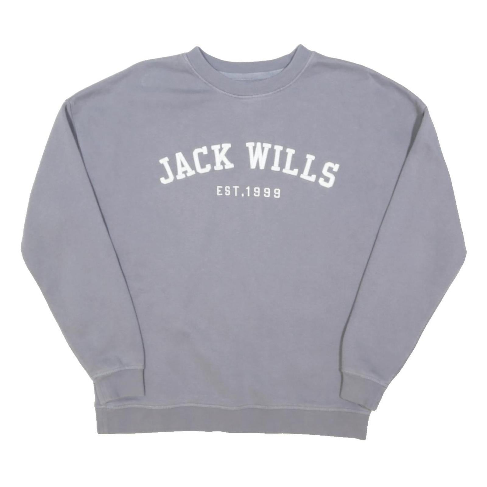 JACK WILLS Womens Grey Sweatshirt Crew Neck UK 6 Cotton Blend Pullover Casual