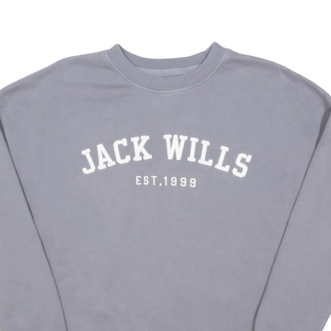 JACK WILLS Womens Grey Sweatshirt Crew Neck UK 6 Cotton Blend Pullover Casual