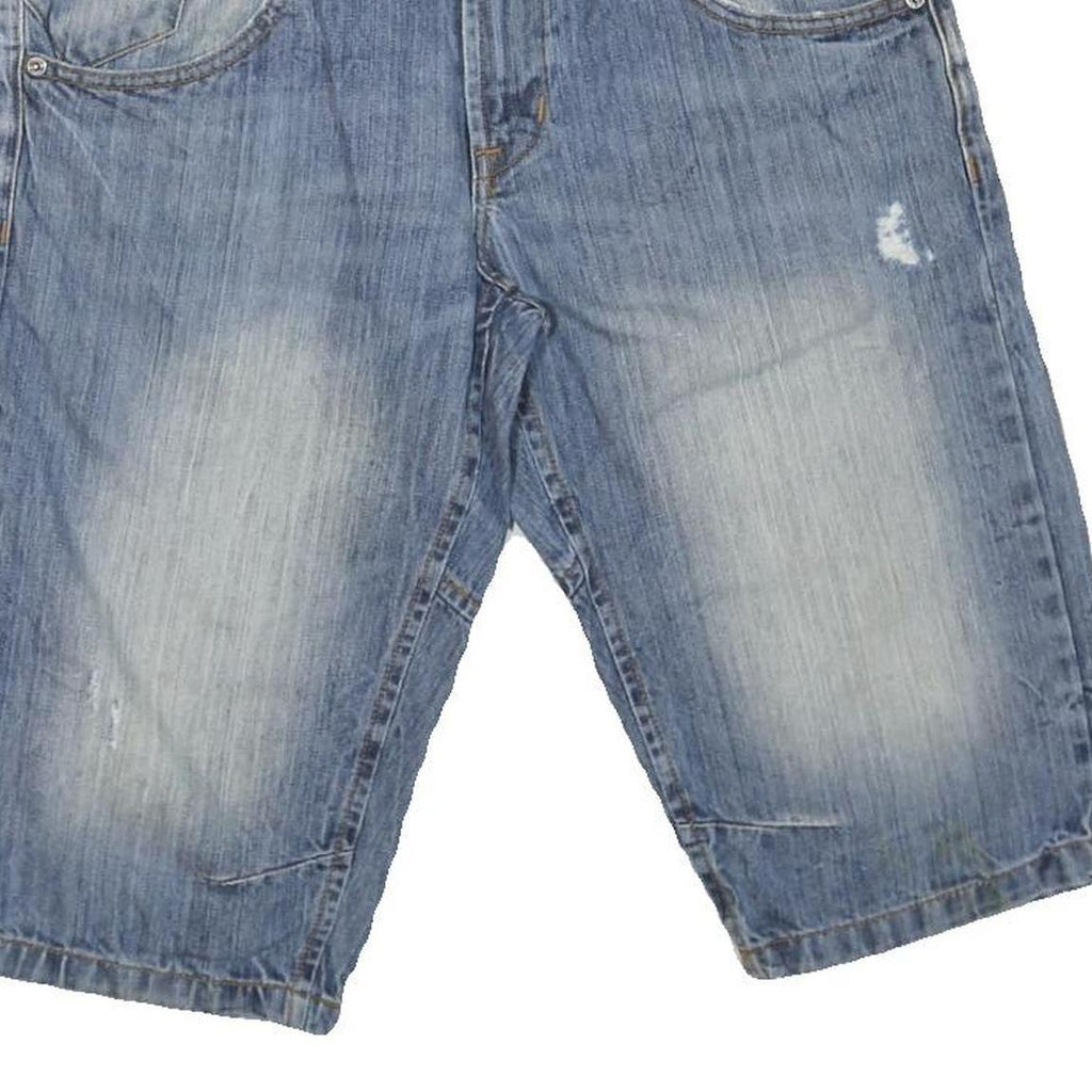 MUSTANG Mens Denim Blue Casual Shorts M W32 Cotton Blend Faded Style