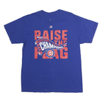 MAJESTIC Mens Blue Cubs National League Champions Graphic T-Shirt L Short Sleeve