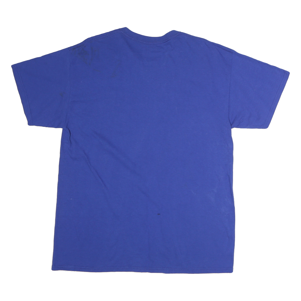 MAJESTIC Mens Blue Cubs National League Champions Graphic T-Shirt L Short Sleeve