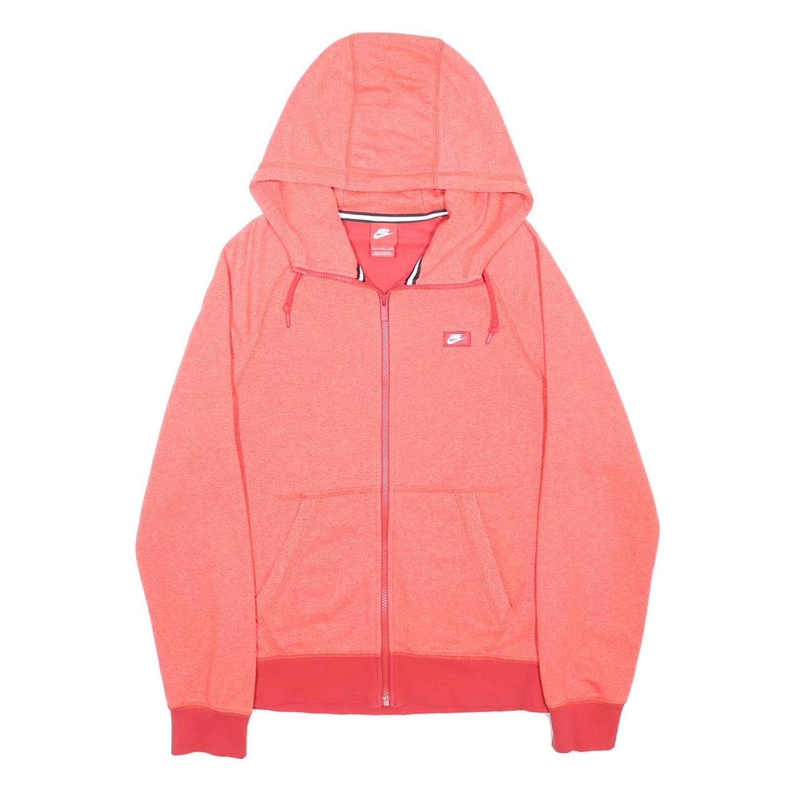 NIKE Mens Coral Pink Full Zip Hoodie S Lightweight Cotton Blend Sweatshirt