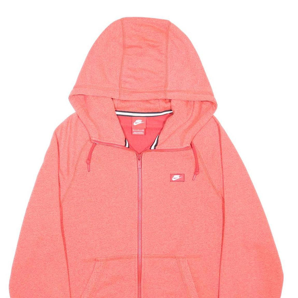 NIKE Mens Coral Pink Full Zip Hoodie S Lightweight Cotton Blend Sweatshirt