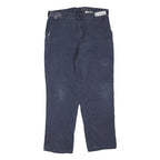CARHARTT Mens Cotton Blend Navy Regular Fit Straight Leg Trousers W36 L34