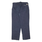 CARHARTT Mens Cotton Blend Navy Regular Fit Straight Leg Trousers W36 L34