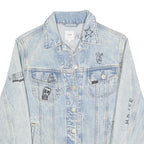 LEE Womens Blue Denim Button Cotton Jacket XS Artistic Graphic Print Casual