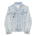 LEE Womens Blue Denim Button Cotton Jacket XS Artistic Graphic Print Casual