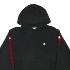 CHAMPION Mens Black Pullover Hoodie M Embroidered Logo Sleeve Print