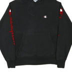 CHAMPION Mens Black Pullover Hoodie M Embroidered Logo Sleeve Print