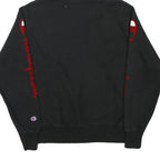 CHAMPION Mens Black Pullover Hoodie M Embroidered Logo Sleeve Print